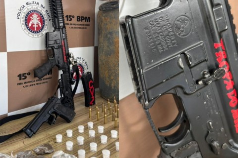 15º BPM apreende fuzil e drogas durante Operação de combate ao crime em Itabuna